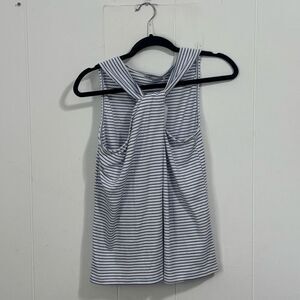 Culture Code Blue Striped Twist Neck Tank Top NWT Small Art